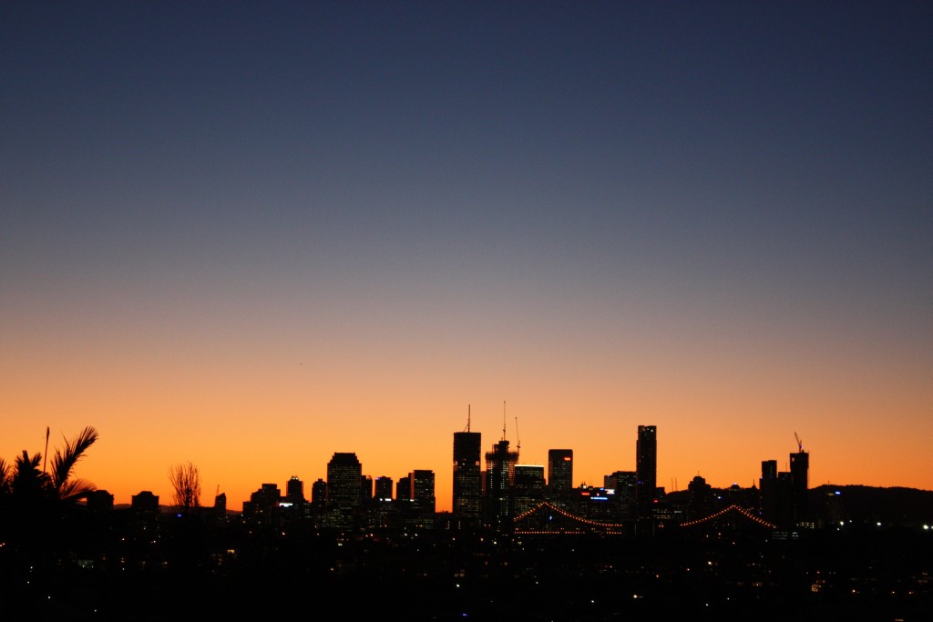 Brisbane skyline at sunset
