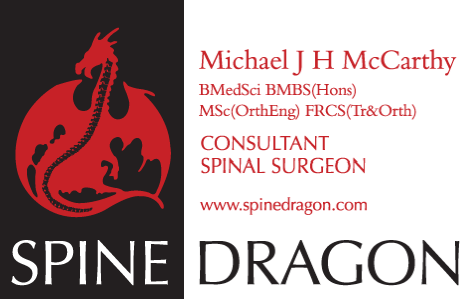 Spine Dragon site logo: Michael J H McCarthy, Consultant Spinal Surgeon